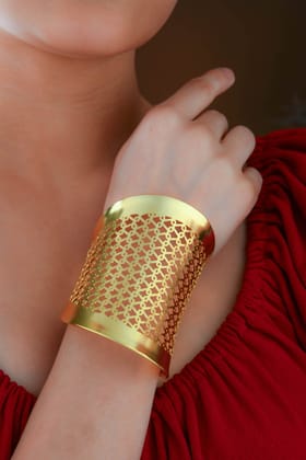 Lattice Brass Statement Cuff