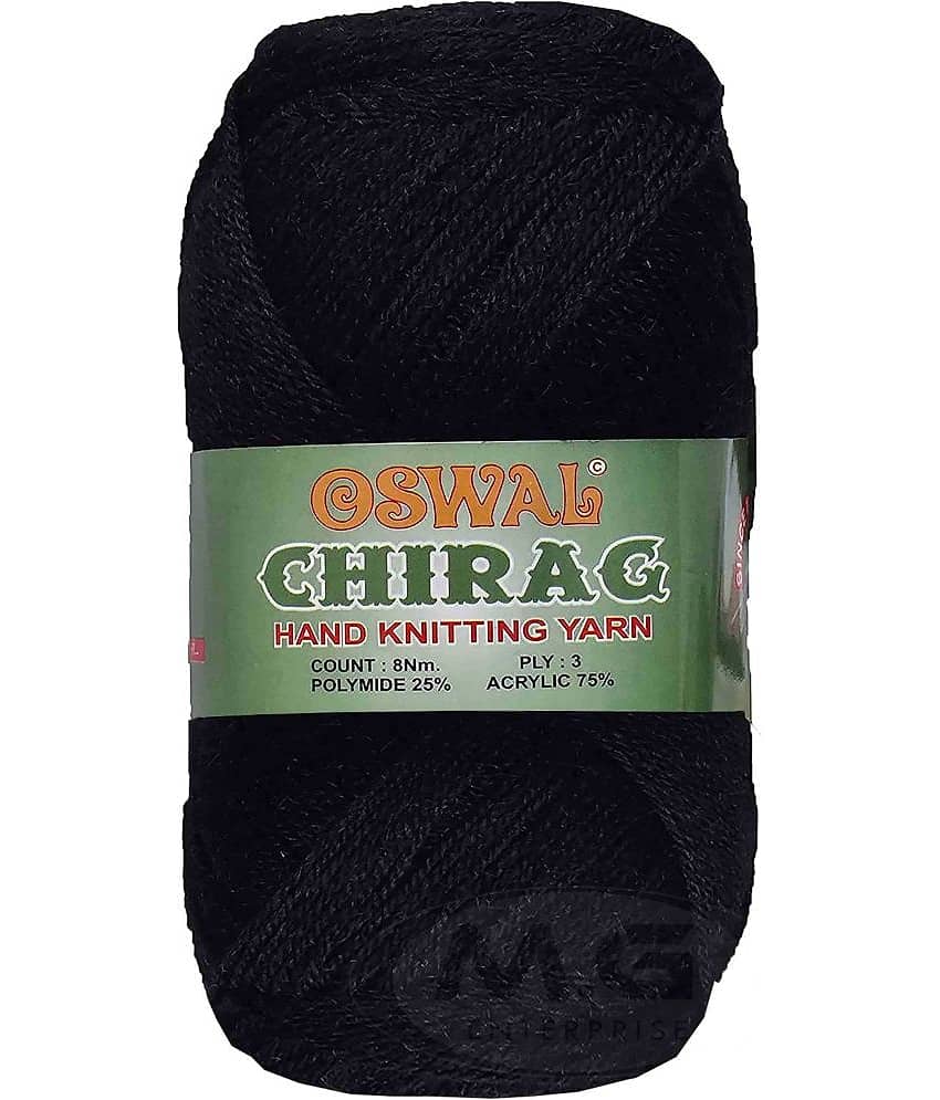 Represents Oswal Chirag  Black 200 gms Wool Ball wool B Art-AJDH