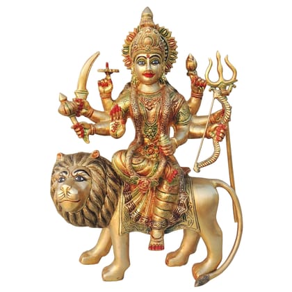 Brass Durga Ji Statue - Traditional Brass Goddess Idol for Puja, Height : 18 Inch (BSMAS937 G)