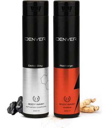 DENVER Detox Day and Recharge Body Wash 200 x 2 ml (Pack of 2)