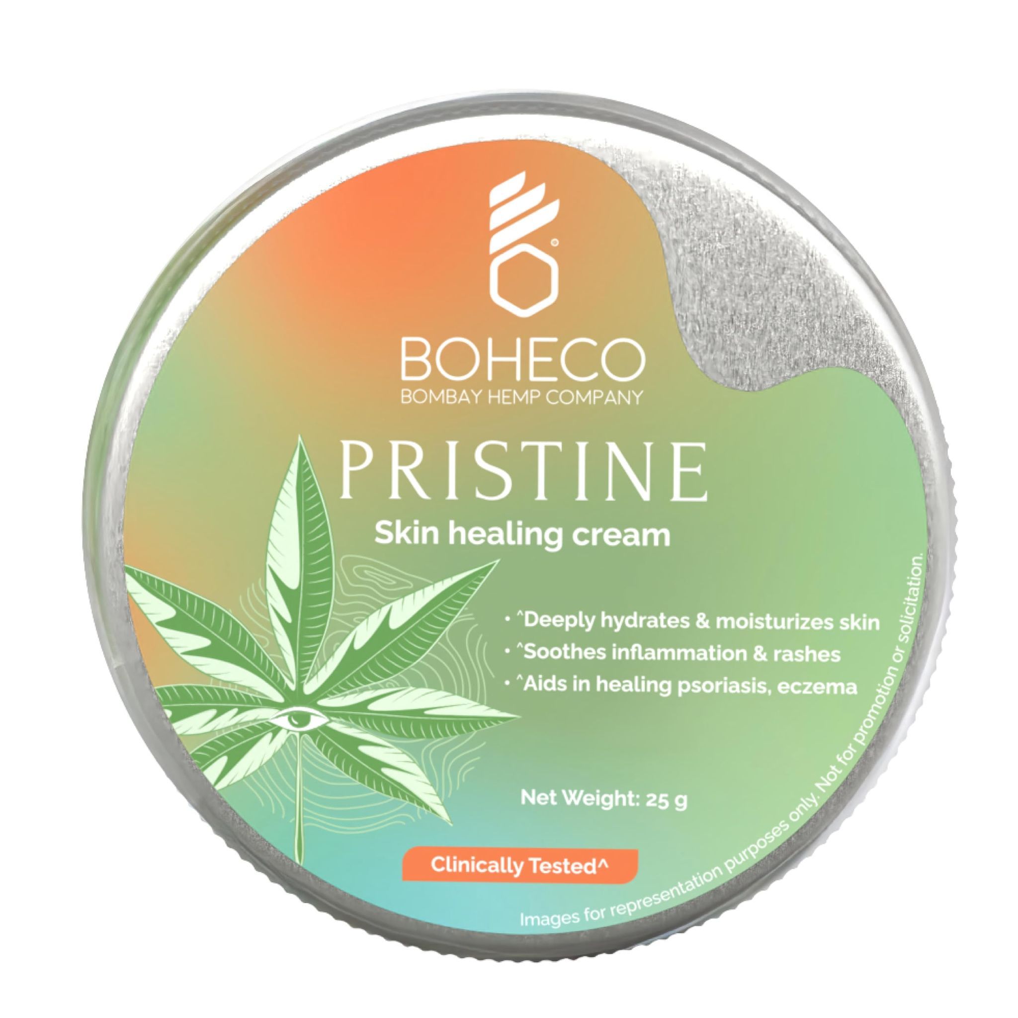 BOHECO PRISTINE Skin Healing Cream with Hemp Seed Oil-25gm |Moisturizes Skin, Soothes Rashes, and Inflammation | Deeply Nourishes, Repairs Damage & Hydrates Skin | Quick Absorption | Plant-Based