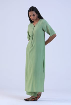 Women Green Cotton Kurta-XS