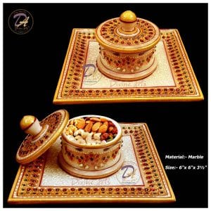 Marble Dry Fruit Box With Tray