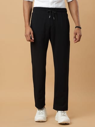 Black | Stretchable Ribbed Track Pants | Gym & Daily Wear-S