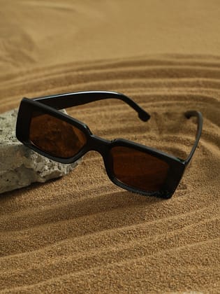 The Chunky-Retro Rectangular Sunglass - Onyx Black-Sunglass