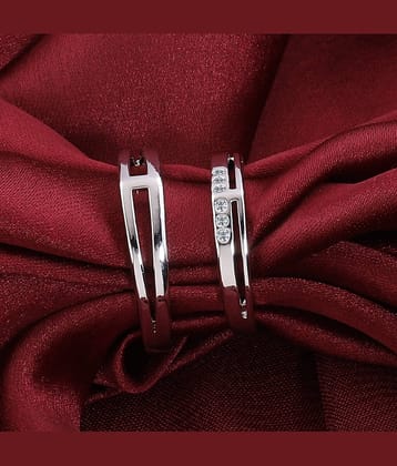 Silver Shine Silver Plated Solitaire Adjustable Couple Ring for Men and Women,Couple Ring for Girls and Boys.