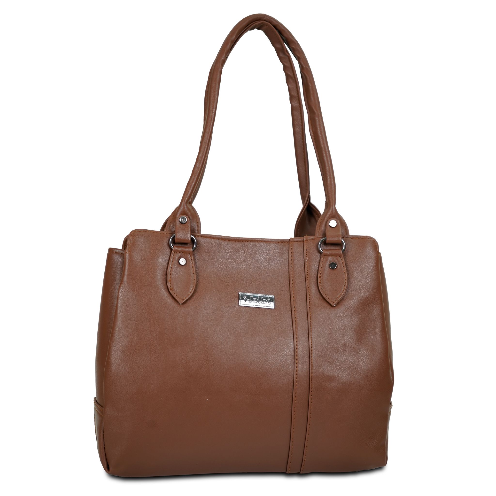 Jothi Sorelle Premium Womens Handbag | 4-Compartment Synthetic Leather Tote | Woven Pattern Finish | Water-Resistant | Soft Base | Brown