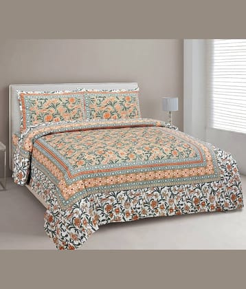 CLOTHORO Cotton 1 Double King Bedsheet with 2 Pillow Covers ( Multicolor )