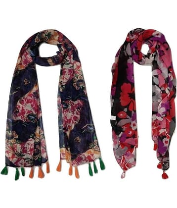 stolevilla Multi Printed Poly Cotton Yarn Stoles ( Pack of 2 )