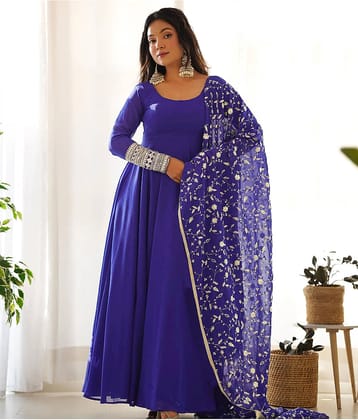 kedar fab Blue Anarkali Georgette Women's Stitched Ethnic Gown ( Pack of 1 )