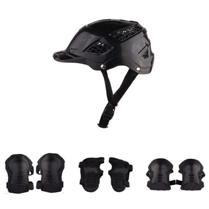 STEELBIRD Skating / Cycling Helmet Along With Protector  Black