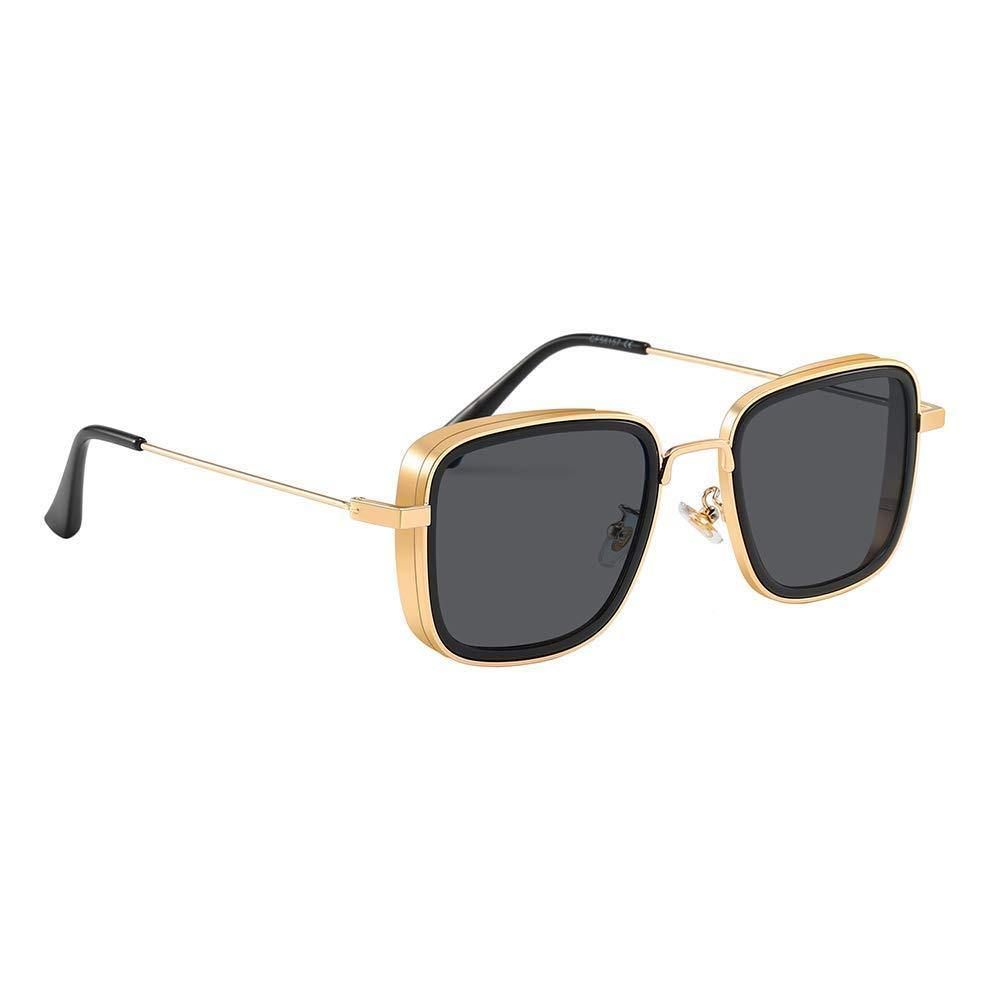 Dervin Kabir Singh Inspired Lightweight Unisex Square Sunglasses (Gold-Black)
