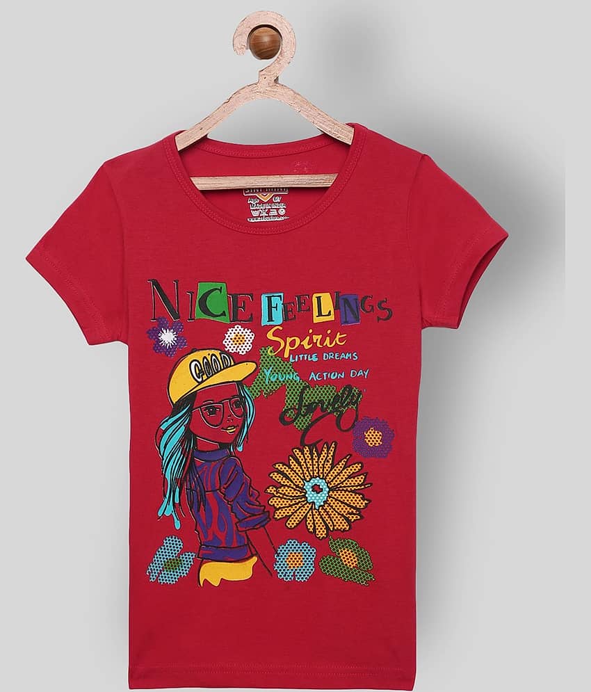 Sini Mini Pack of 1 Girls 100% Cotton T-Shirts ( Multicolor )
