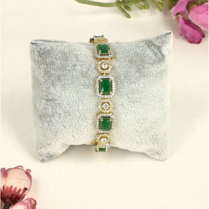 CZ Diamond Green Studded Wraparound Bracelet - SIA445229