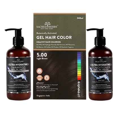 Ultra Hydrating Hair Care: Complete Hair Color Premium Pack-Dark Brown + Shampoo-Conditioner