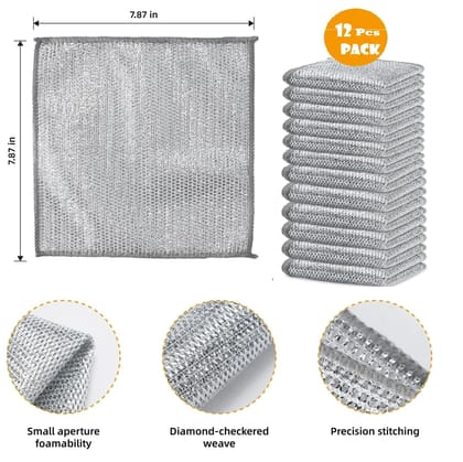 Durable Diamond Weave Wire Mesh Cleaning Cloth - 12 Pack