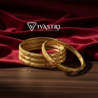 Vivastri Premium Designer Alloy Brass 1 Gram Gold Plated Bangles Kangan Kada for Women Girls- VIVA1078BG2.4 Vivastri Premium Designer Alloy Brass 1 Gram Gold Plated Bangles Kangan Kada for Women Girls- VIVA1078BG2.4