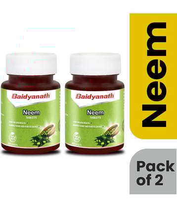 Baidyanath Neem Tablets- 60 Tab|for Healthy Skin and Hair (Pack of 2)