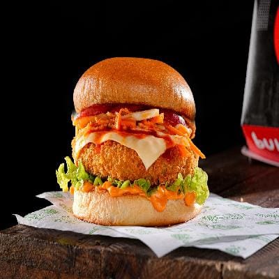 K-Pop Honey Sriracha Aloo Tikki Burger