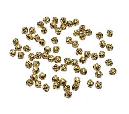 German Silver Metal Oxidize Golden Beads for Jewelry Making. , NGB-021-Per Packet of Approx 135 Pcs (50 Gram) / 6 MM