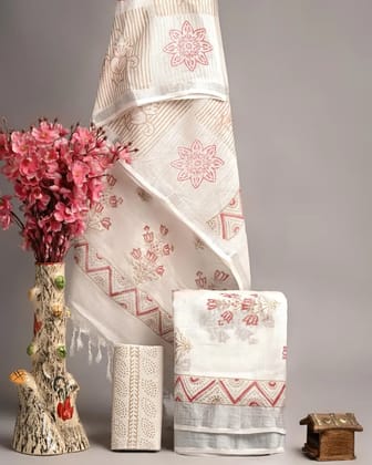 Linen Cotton Suits  Bagru Hand Block Printed Linen Suits With Zari BorderSize:-Top & Dupatta:- Linen Cotton  (2.50+2.50) mtrsBottom :-Cotton 2.50 mtrs