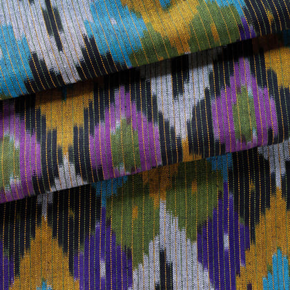 Upholstery Fabric - Handloom 20x20 Cotton-By Meter / 100% Cotton / Black/ Mustard/ White/ Purple
