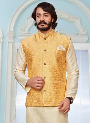 Mustard Yellow Nehru Jacket: Celebrate in Style-S