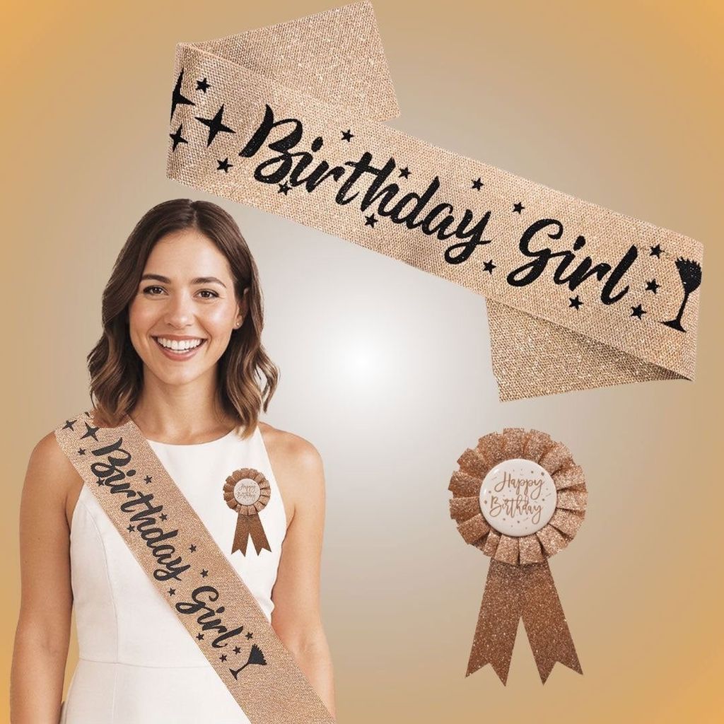 Birthday Girl Sash & Badge Combo - Set of 2 - Party and Festive Needs | Buy online on ZillyBuy