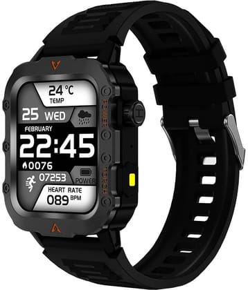 SKYRISE Sports Edition Smartwatch | Heart Rate | Steps | Wireless Charging Smartwatch (Black Strap, 1.73 Inch Big Sunlight Proof Display)