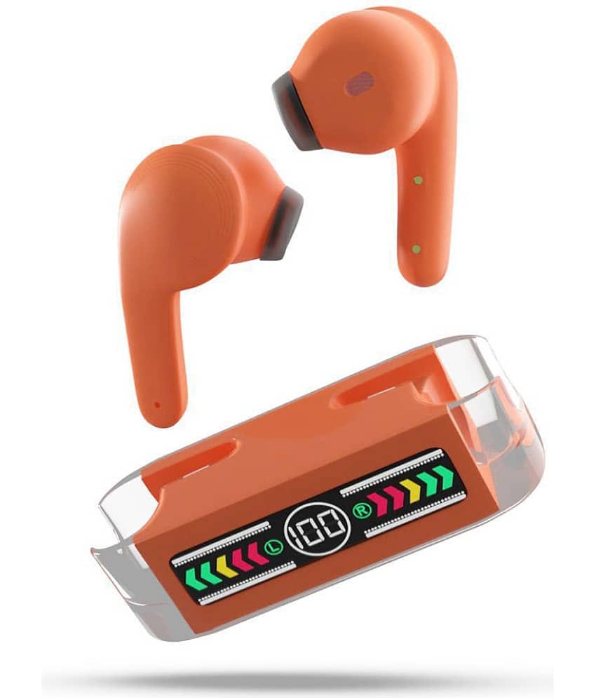 VERONIC Max Bluetooth True Wireless (TWS) In Ear 30 Hours Playback Fast charging,Powerfull bass IPX4(Splash & Sweat Proof) Orange