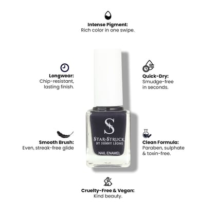 StarStruck by Sunny Leone - Midnight Blue - Glossy Nail Polish | Mirror-Like Shine & Longwear Color | Quick Dry Formula