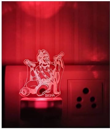 DIONA Night Lamp Hanuman Bajan Maruti Bajarangbali LED Bedroom, Mandir