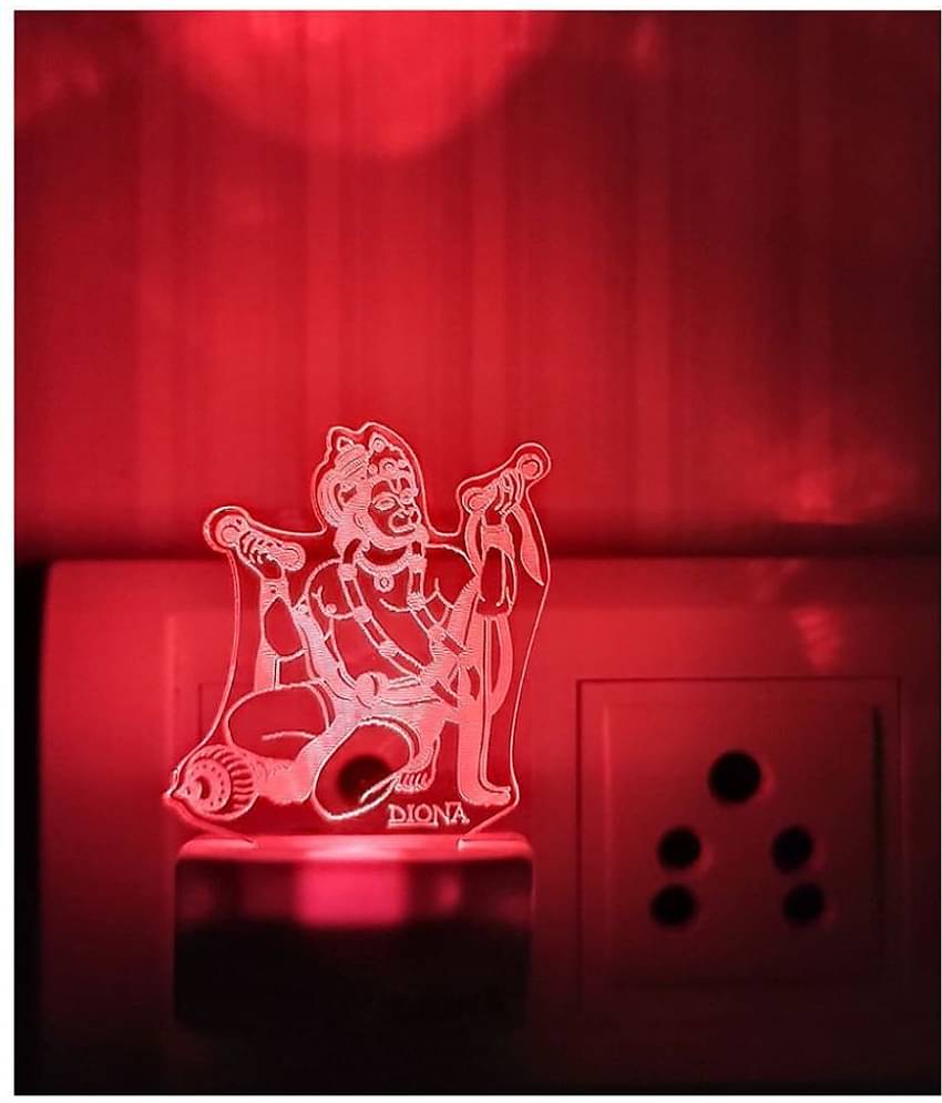 DIONA Night Lamp Hanuman Bajan Maruti Bajarangbali LED Bedroom, Mandir