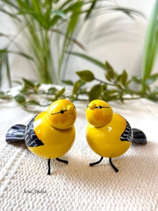 Handcrafted GI TAGGED Etikoppaka Wooden Birds - Yellow