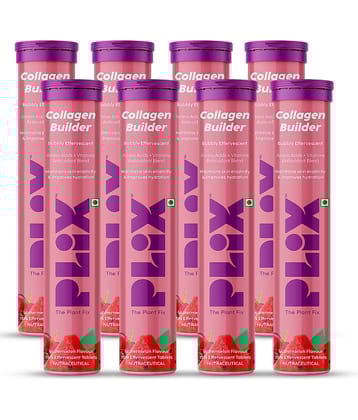 Plix Collagen Builder Effervescent For Improved Skin Elasticity & AntiAgeing(8 x 15 Tablets)
