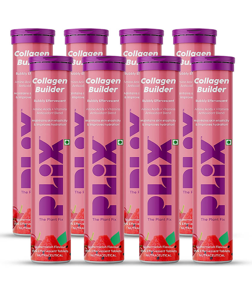 Plix Collagen Builder Effervescent For Improved Skin Elasticity & AntiAgeing(8 x 15 Tablets)