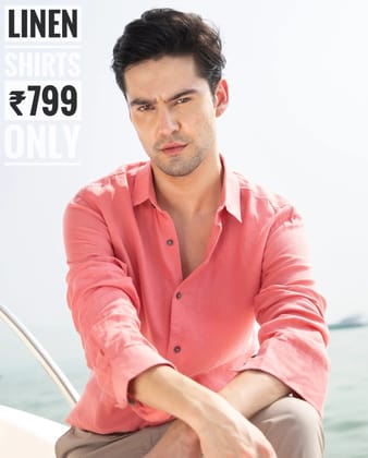 PREMIUM LINEN SHIRT DARK PINK full sleeve-M-40