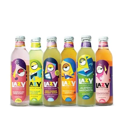 Lazy Cocktails Lazy Cocktails Variety Pack (6 Pack) | Jalapeno Margarita, Zero Sugar Mojito, Elderflower Rose Tonic, Zero Sugar Whiskey Sour, Cosmopolitan & Passionfruit Martini (6 * 250ml) 