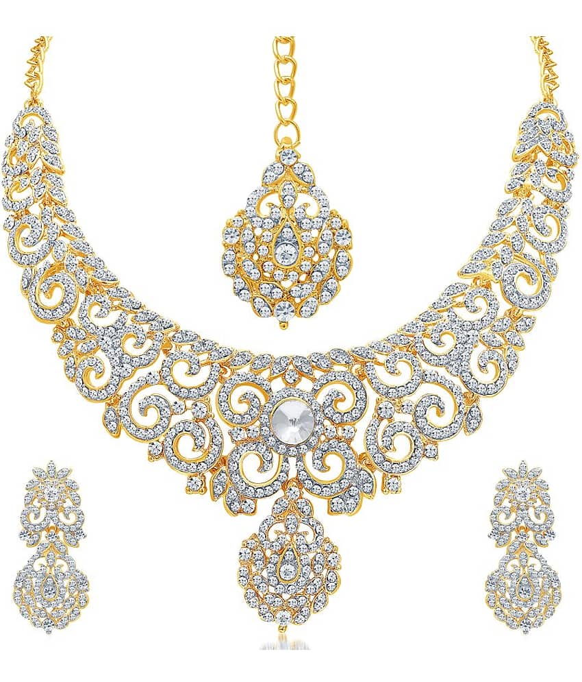 Sukkhi Alloy Golden Collar Traditional 18kt Gold Plated Necklaces Set