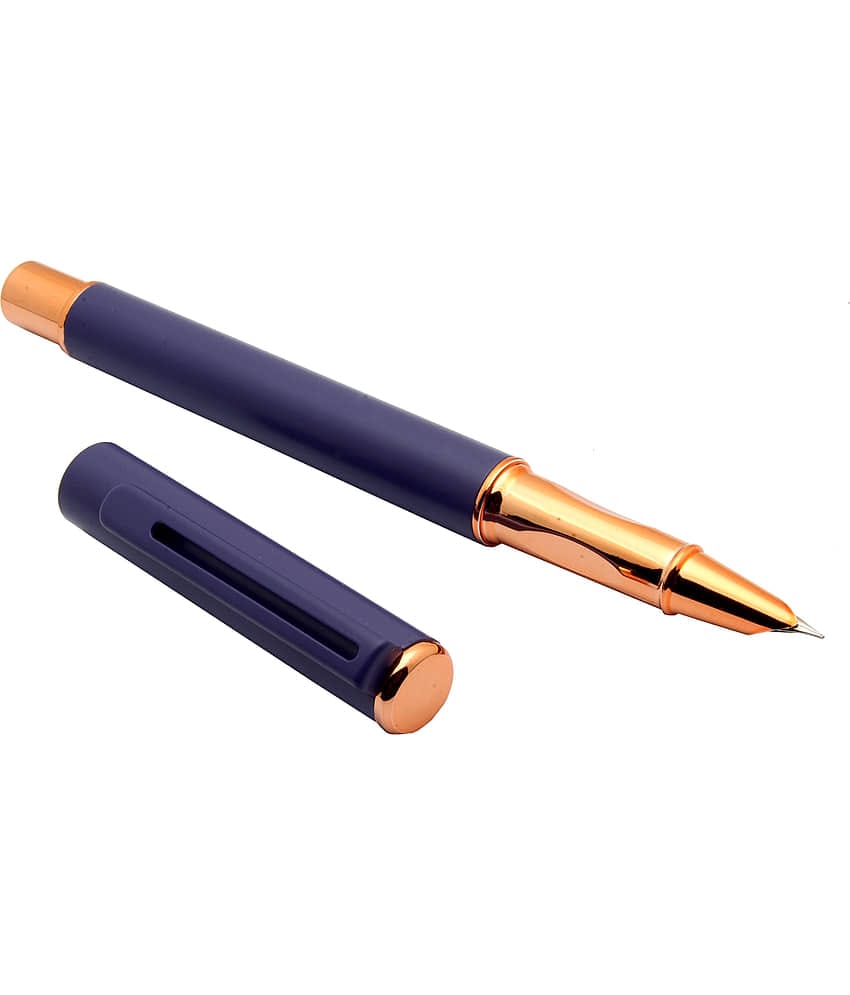 Srpc Luoshi 5309 Matte Purple Metal Body Fountain Pen With Rose Gold & Hooded Fine Nib