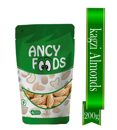 Ancy Kagazi Badam 200 Grams  – Thin Shell Almonds | Packed with Protein, Fiber, and Vitamins | Badam with Shell – Easy to Crack, Supports Brain Health and Boosts Energy – Great Snack Option f