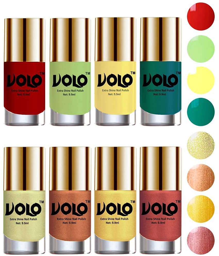 VOLO High-Shine Long Lasting Non Toxic Nail Polish Professional Multi Glossy Pack of 8 79 mL