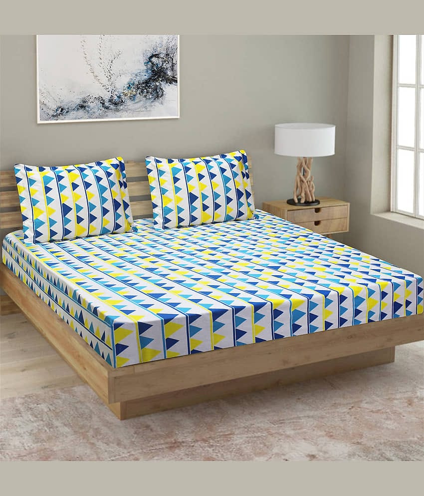 Home Candy Cotton King Bedsheet ( Blue )