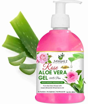 PURE Jangali ORGANICS 100% PURE Rose Aloe Vera Gel for Beautiful Skin & Hair 300ML