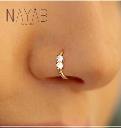 Girls Nose Ring Golden 2 Nug Nose Pin for Women And Girl Pack of 1