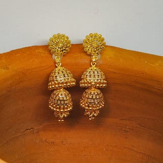 Traditional 1gm gold and micron plated jhumkis