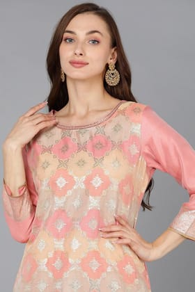Peach Poly Chanderi Woven Design Kurta Pant With Dupatta PKSKD1764 Peach Poly Chanderi Woven Design Kurta Pant With Dupatta PKSKD1764