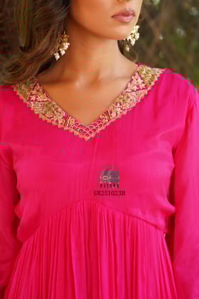 Chinon Silk Zardozi Outfit-S