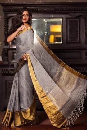 AWESOME LINEN COTTON PRINTED SAREE -1733