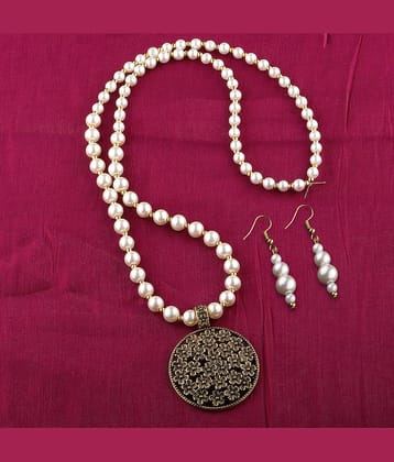 Silver Shine Pearls Golden Contemporary Contemporary/Fashion Antique Necklaces Set